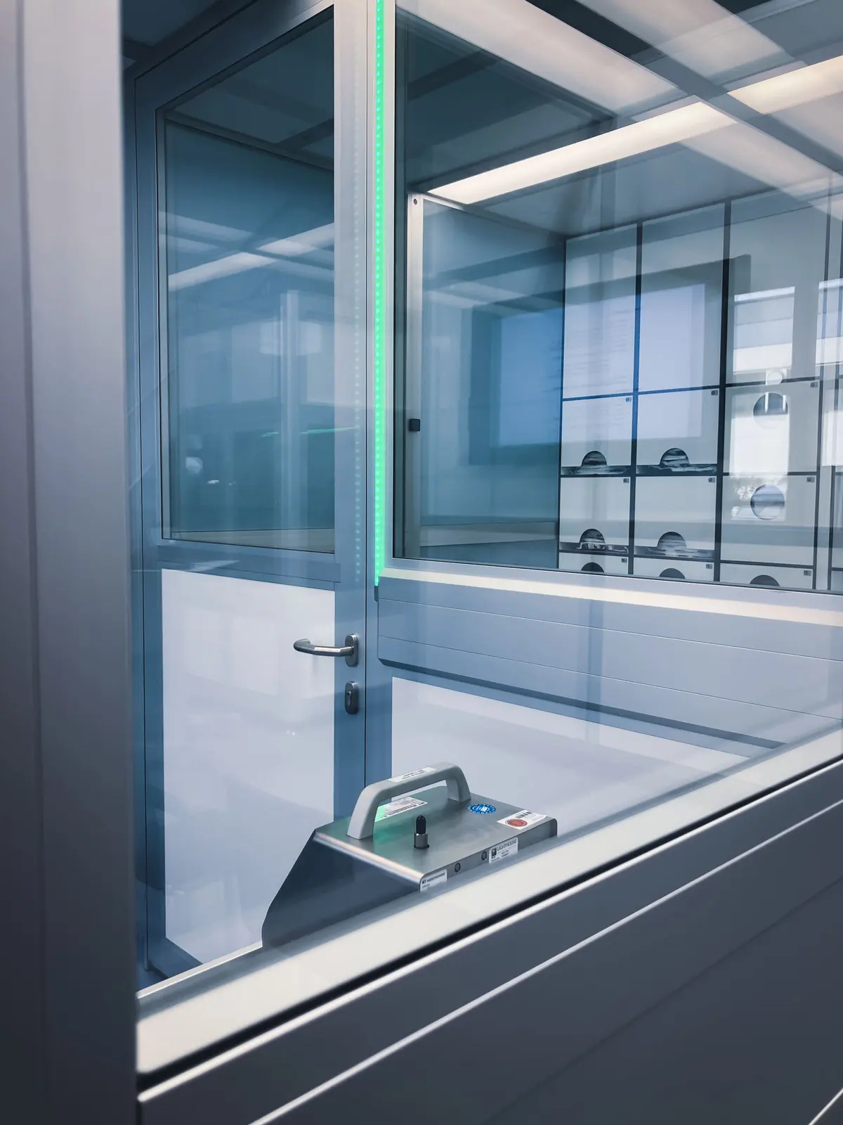 Detail view of a cleanroom installation